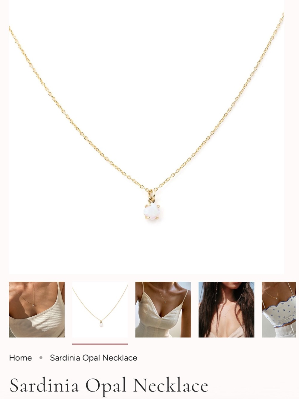 Necklace - Gold & White Opal Pendant
